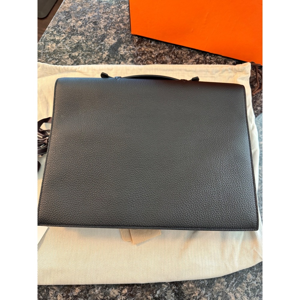Hermes Sac a Depeches 38 Briefcase Black Togo Leather Palladium Hardware Bag New - Picture 12 of 16
